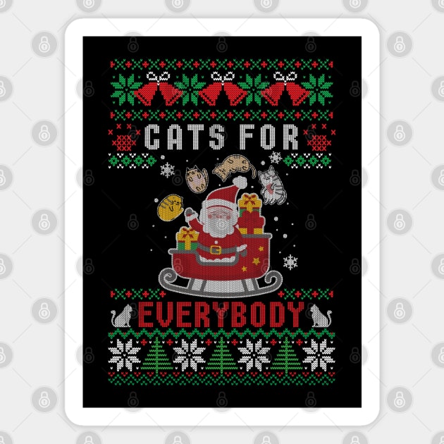 Santa has cats for everybody ugly christmas sweater Magnet by Catmaleon Design